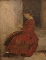 Young Alsatian Peasant Stitching