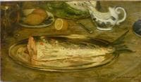 Still Life:  Salmon on a Plate