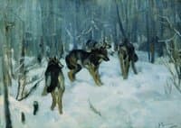 Wolves in a Winter Forest