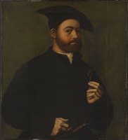 Portrait of a Man Holding a Rose