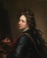 Portrait of an Artist Holding a Palatte and Brush before an Easel.