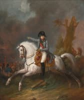 An Equestrian Portrait of Napoleon with a Battle Beyond