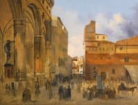 Florence, A View of the Piazza della Signoria with the Loggia dei Lanzi at Left