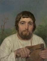 Peasant Cutting Bread