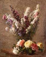 Roses and Larkspur