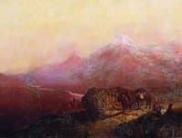 A Mountain Landscape with Horses