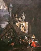 A Ruined Altar and Figures