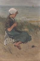 Knitting Girl on a Dune