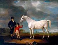 Mr Powell and his Son, with Norton, a Grey Hunter