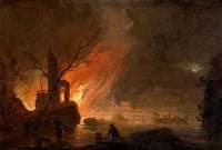 A Coast Fire at Night