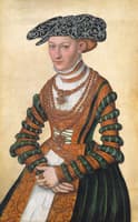 Portrait of a Lady in a Green Velvet and Orange Dress