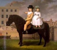 Wright Thomas Squire, and His Sister Charlotte on a Black Pony