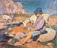 A Boy with Three Goats