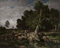 Sheperdess Watering Her Sheep