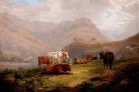 Highland Landscape with Cattle Drinking