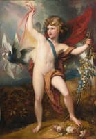 Cupid Releasing Two Doves