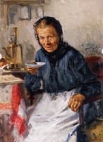 Old Lady Drinking Tea