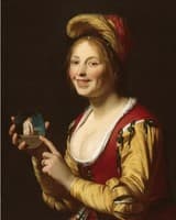 Smiling Girl, a Courtesan, Holding an Obscene Image