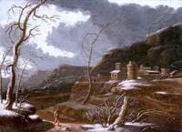 A Winter Landscape with Fortified Buildings