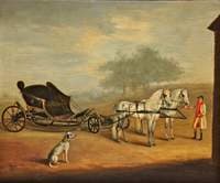 A Phaeton Drawn by a Pair of Ponies with a Groom