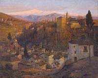 Afterglow, the Alhambra and Sierra Nevada, Granada, Spain
