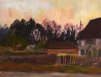 Village Scene with Setting Sun