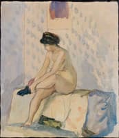 Nude Putting on a Stocking