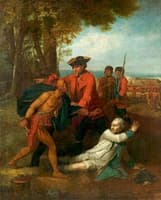 General Johnson Saving a Wounded French Officer from a North American Indian
