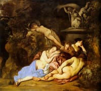 Sleeping Nymphs by a Fountain