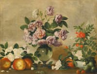 Still Life with Peonies and Peaches