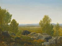 A Rocky Outcrop with Deer