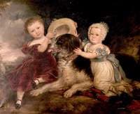 Arthur and Frances Hood, the Children of Sir Arthur Gregory of Styvechale Hall, and 'Nelson'