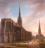 St Michael's and Holy Trinity Churches from the North East, Coventry