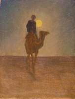 Man on a Camel with the Sun Behind