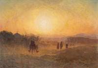 Man on a Donkey with Sunset