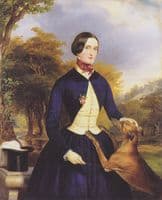 Portrait of a woman as an Amazon, with a greyhound