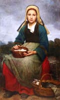 A Young Girl Holding a Basket of Eggs