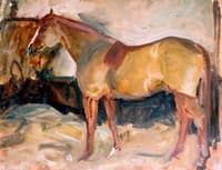A Chestnut Horse in a Stable
