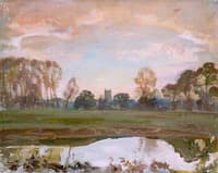 A Distant View of Dedham from the Stour at Sunset