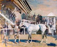 A Grey Horse in the Unsaddling Paddock, Epsom