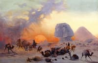 A Caravan Fleeing from a Desert Simoom near the Sphinx