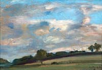A Landscape of Fields and Hedgerows in Deep Shadow