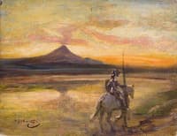 Knight Riding by a Lake