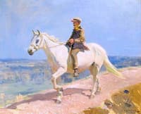 'Shrimp' on a White Welsh Pony