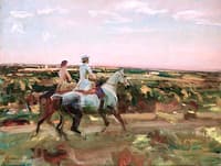 Two Lady Riders under an Evening Sky