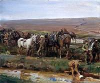 Watering Horses, Canadian Troops in France, 1917