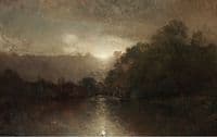 River Landscape in the Moonlight