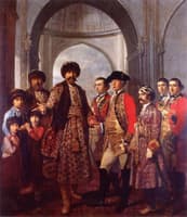 Suja-ud-daulah, Nawab of Awadh, with Four Sons, General Barker and Military Officers