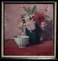 Vase vert et bol blanc