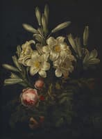 White lilies and roses